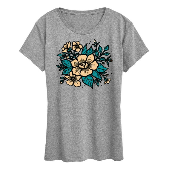Instant Message - Etched Flowers - Women's Short Sleeve Graphic T-Shirt
