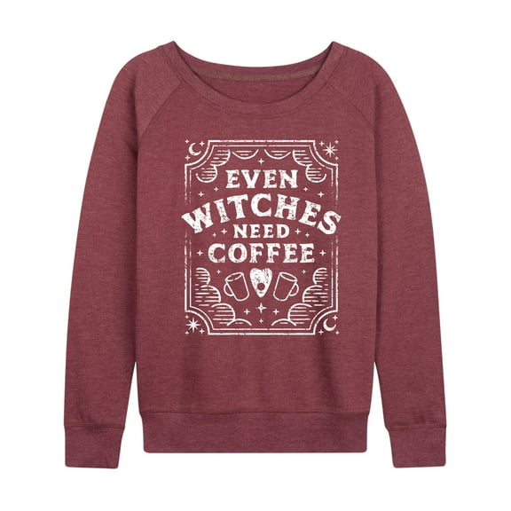 Instant Message - Even Witches Need Coffee - Women's Lightweight French Terry Long Sleeve Shirt