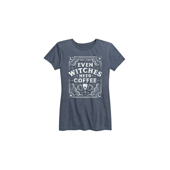 Instant Message - Even Witches Need Coffee - Women's Short Sleeve Graphic T-Shirt