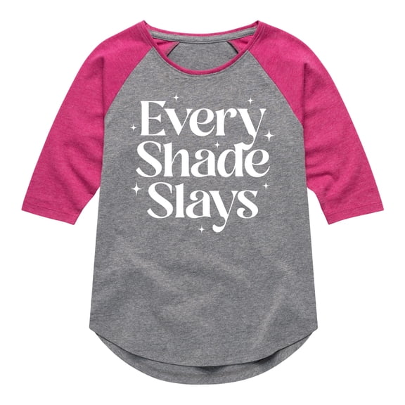 Instant Message - Every Shade Slays - Toddler & Youth Girls Raglan Graphic T-Shirt