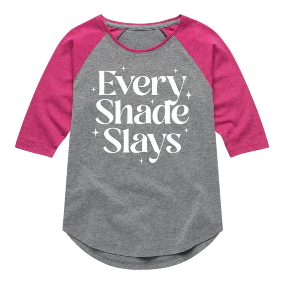 Instant Message - Every Shade Slays - Toddler & Youth Girls Raglan Graphic T-Shirt