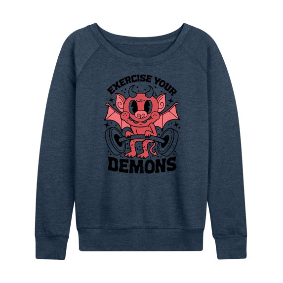 Instant Message - Exercise Your Demons - Women's Lightweight French Terry Long Sleeve Shirt