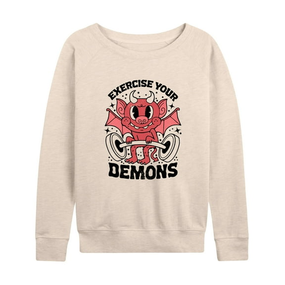 Instant Message - Exercise Your Demons - Women's Lightweight French Terry Long Sleeve Shirt