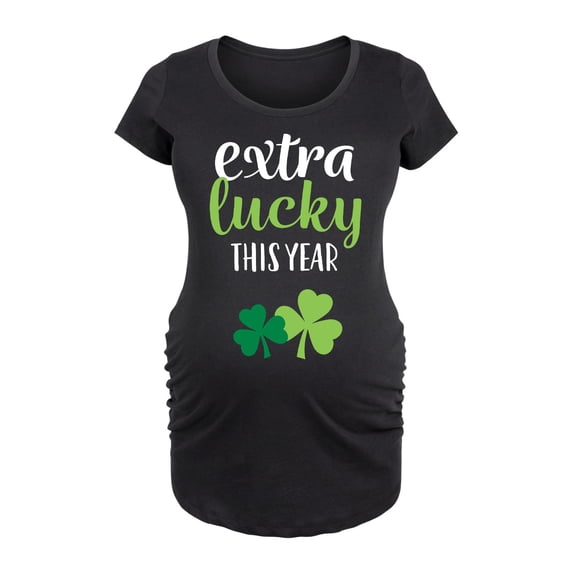 Instant Message - Extra Lucky This Year - Women's Maternity Scoop Neck Graphic T-Shirt