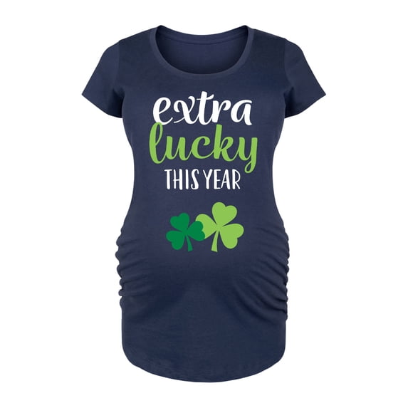 Instant Message - Extra Lucky This Year - Women's Maternity Scoop Neck Graphic T-Shirt