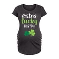 thumbnail image 1 of Instant Message - Extra Lucky This Year - Women's Maternity Scoop Neck Graphic T-Shirt, 1 of 5