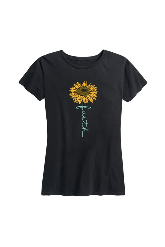 - Faith Sunflower Stem - Easter - Women's Short Sleeve Graphic T-Shirt