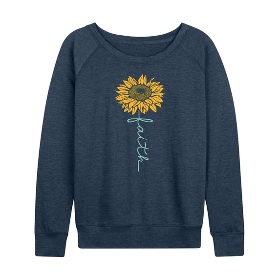 Instant Message - Faith Sunflower Stem - Women's Lightweight French Terry Long Sleeve Shirt