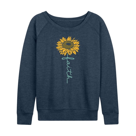Instant Message - Faith Sunflower Stem - Women's Lightweight French Terry Long Sleeve Shirt