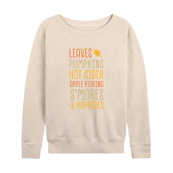 Instant Message - Fall Bucket List Leaves, Pumpkins, Hot Cider - Women's Lightweight French Terry Long Sleeve Shirt