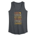 thumbnail image 1 of Instant Message - Fall Bucket List Leaves, Pumpkins, Hot Cider - Women's Racerback Tank Top, 1 of 6