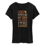 Instant Message - Fall Bucket List Leaves, Pumpkins, Hot Cider Short Sleeve Graphic T-Shirt