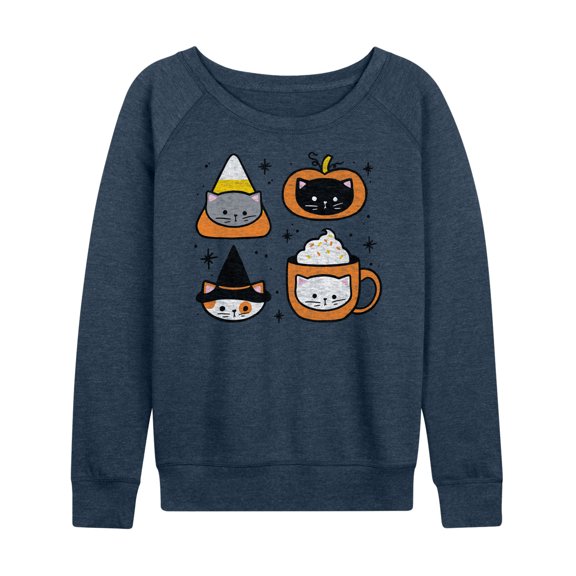 Instant Message - Fall Cat Icons - Women's Lightweight French Terry Long Sleeve Shirt