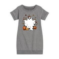 thumbnail image 1 of Instant Message - Fall - Ghost Play In Leaves Too - Toddler & Youth Girls Fleece Dress, 1 of 6