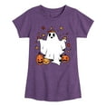 thumbnail image 1 of Instant Message - Fall - Ghost Play In Leaves Too - Toddler & Youth Girls Short Sleeve Graphic T-Shirt, 1 of 6