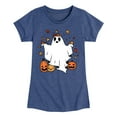 thumbnail image 1 of Instant Message - Fall - Ghost Play In Leaves Too - Toddler & Youth Girls Short Sleeve Graphic T-Shirt, 1 of 6