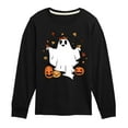thumbnail image 1 of Instant Message - Fall - Ghost Play In Leaves Too - Toddler & Youth Long Sleeve Graphic T-Shirt, 1 of 6