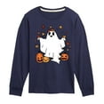 thumbnail image 1 of Instant Message - Fall - Ghost Play In Leaves Too - Toddler & Youth Long Sleeve Graphic T-Shirt, 1 of 6