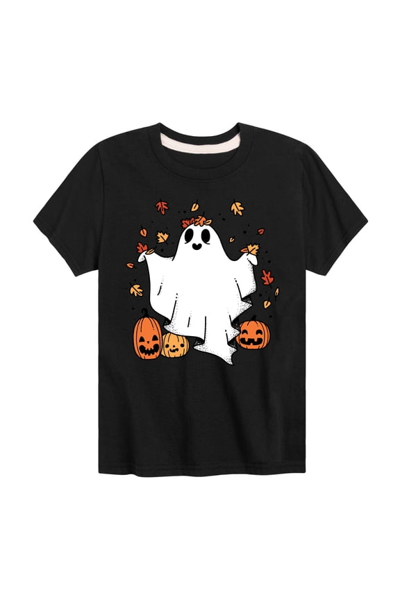 - Fall - Ghost Play In Leaves Too - Toddler & Youth Short Sleeve Graphic T-Shirt