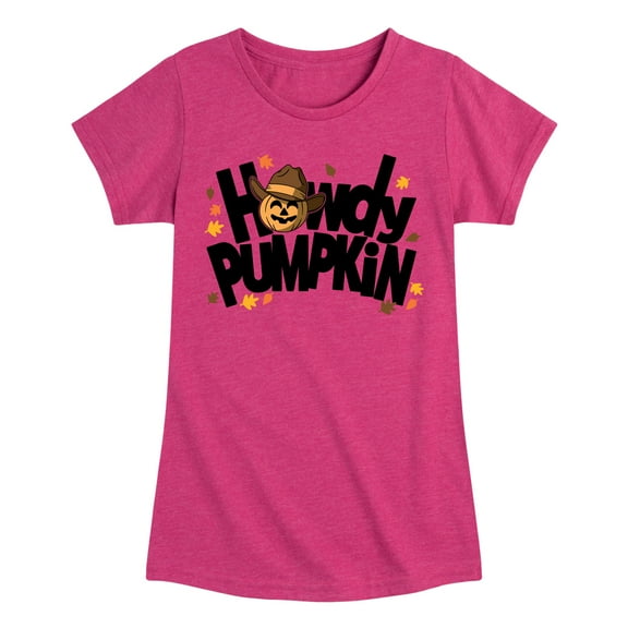 Instant Message - Fall - Howdy Pumpkin - Toddler & Youth Girls Short Sleeve Graphic T-Shirt