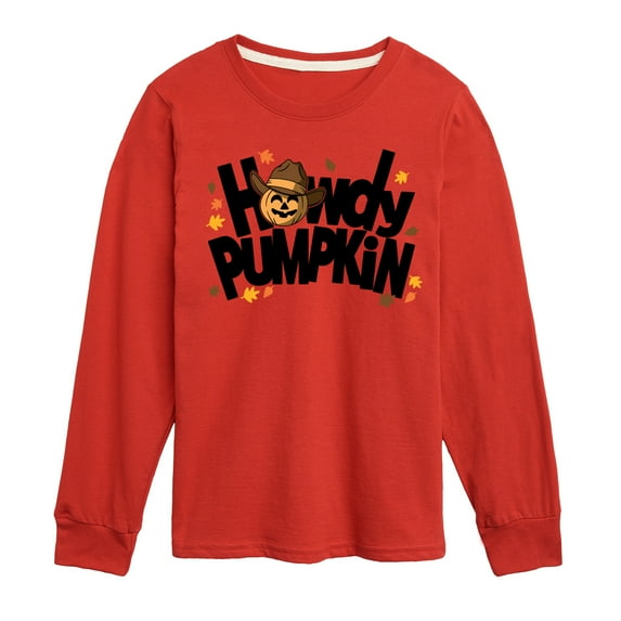 Instant Message - Fall - Howdy Pumpkin - Toddler & Youth Long Sleeve Graphic T-Shirt