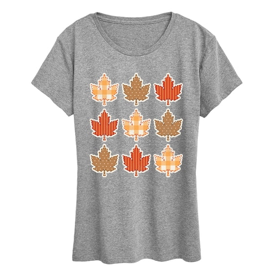 Instant Message - Fall Leaf Grid Women's Short Sleeve Graphic T-Shirt