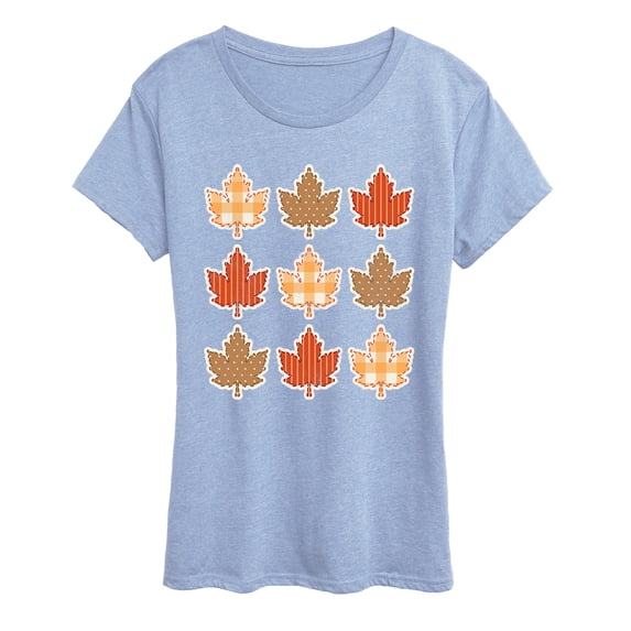 Instant Message - Fall Leaf Grid Women's Short Sleeve Graphic T-Shirt