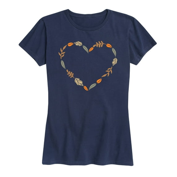 Instant Message - Fall Leaf Heart - Women and Plus Size Short Sleeve Graphic T-Shirt
