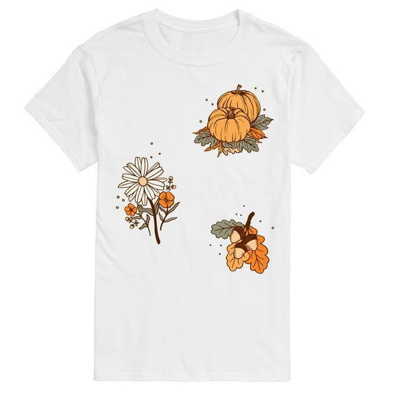 Instant Message - Fall Pumpkin And Flowers - Men's Short Sleeve Graphic T-Shirt