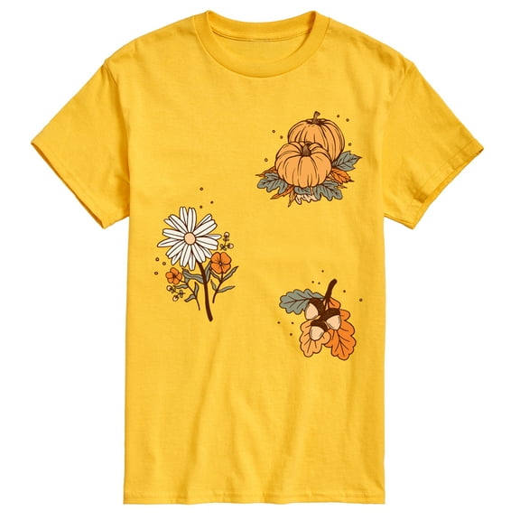 Instant Message - Fall Pumpkin And Flowers - Men's Short Sleeve Graphic T-Shirt
