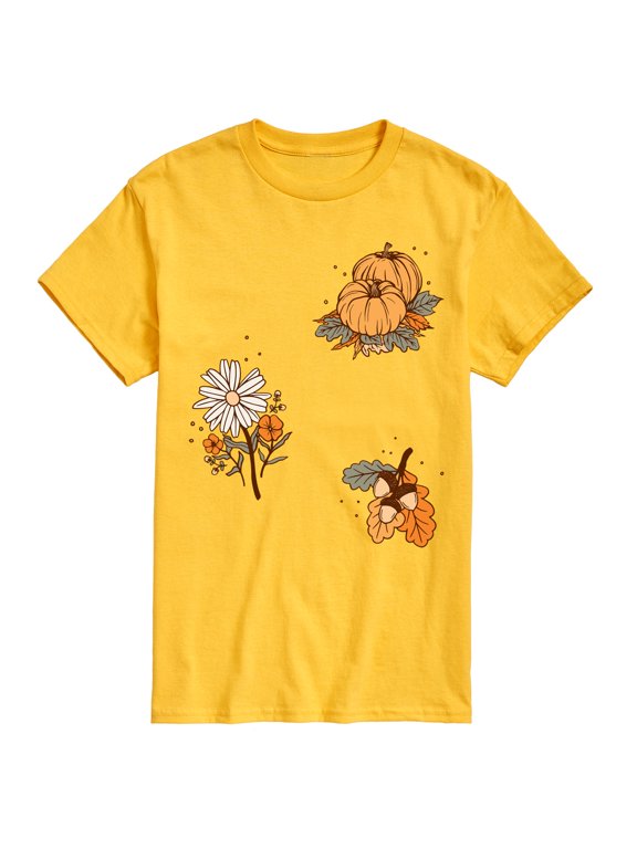- Fall Pumpkin And Flowers Men's Short Sleeve Graphic T-Shirt