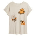 thumbnail image 1 of Instant Message - Fall Pumpkin And Flowers - Women's Oversized Graphic T-Shirt, 1 of 5