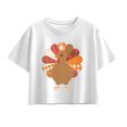 thumbnail image 1 of Instant Message - Fall Turkey Patterns Girls' Short Sleeve Boxy Graphic T-Shirt, 1 of 5