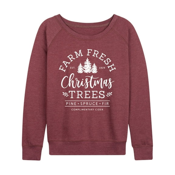 Instant Message - Farm Fresh Christmas Trees - Womens French Terry Pullover Long Sleeve Shirt