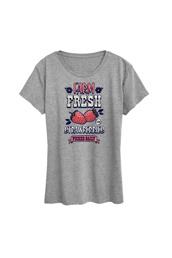 - Farm Fresh Strawberries Picked Daily - Farmer's Market - Women's Short Sleeve Graphic T-Shirt