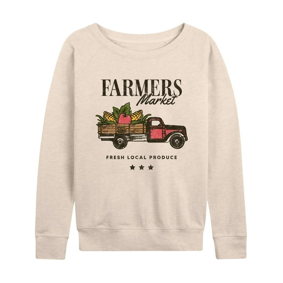 Instant Message - Farmer's Market Fresh Produce Delivery Truck - Women's Lightweight French Terry Long Sleeve Shirt