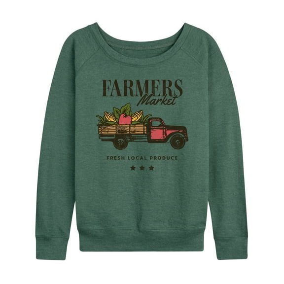 Instant Message - Farmer's Market Fresh Produce Delivery Truck - Women's Lightweight French Terry Long Sleeve Shirt