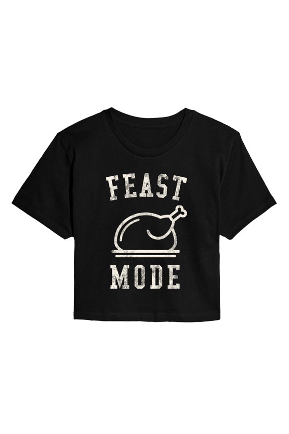 - Feast Mode Turkey - Juniors Cropped Graphic T-Shirt