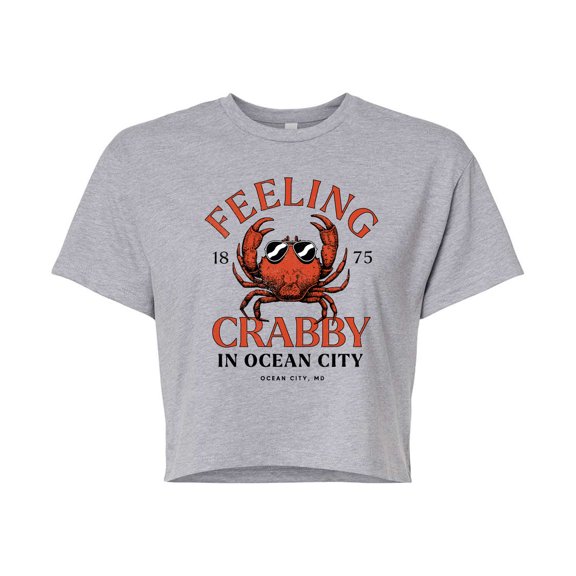 Instant Message - Feeling Crabby Ocean City - Juniors Cropped Graphic T-Shirt