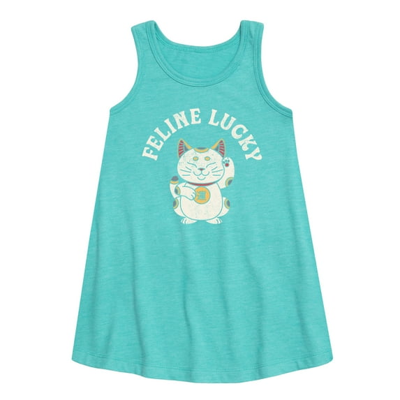 Instant Message - Feline Lucky - Toddler & Youth Girls A-line Dress