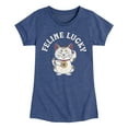 thumbnail image 1 of Instant Message - Feline Lucky - Toddler & Youth Girls Short Sleeve Graphic T-Shirt, 1 of 6