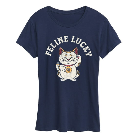 Instant Message - Feline Lucky - Women's Short Sleeve Graphic T-Shirt