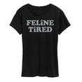thumbnail image 1 of Instant Message - Feline Tired - Women's Short Sleeve Graphic T-Shirt, 1 of 6
