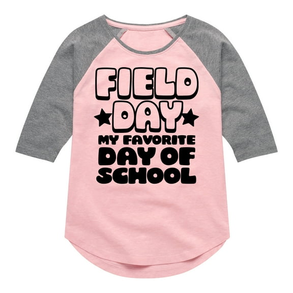 Instant Message - Field Day Favorite Day Of School - Toddler And Youth Girls Raglan Graphic T-Shirt