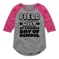 thumbnail image 1 of Instant Message - Field Day Favorite Day Of School - Toddler And Youth Girls Raglan Graphic T-Shirt, 1 of 5