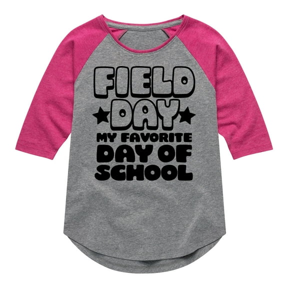 Instant Message - Field Day Favorite Day Of School - Toddler And Youth Girls Raglan Graphic T-Shirt