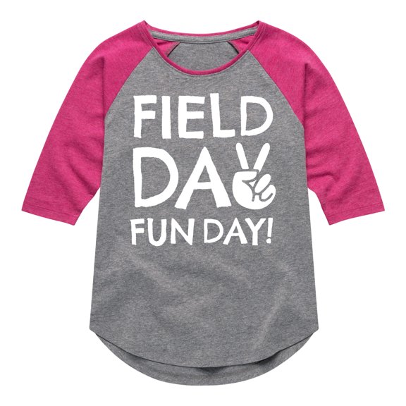 Instant Message - Field Day Fun Day Peace Sign - Toddler And Youth Girls Raglan Graphic T-Shirt