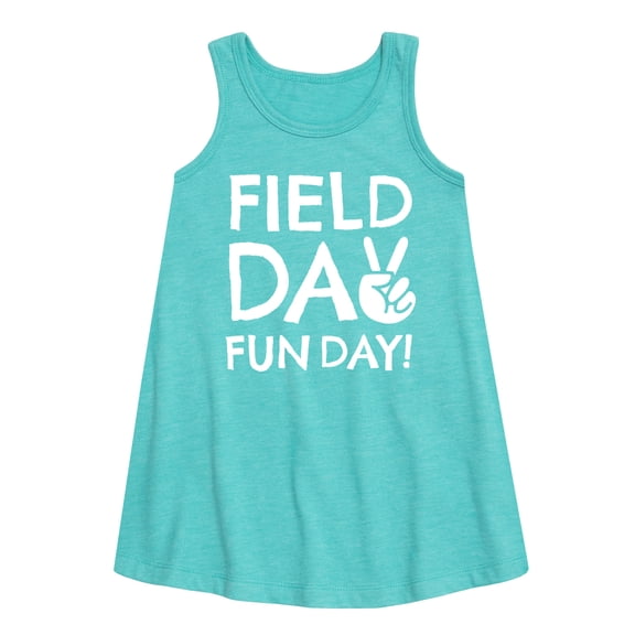 Instant Message - Field Day Fun Day Peace Sign - Toddler and Youth Girls A-line Dress