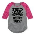 thumbnail image 1 of Instant Message - Field Day Is The Best Day - Toddler And Youth Girls Raglan Graphic T-Shirt, 1 of 6