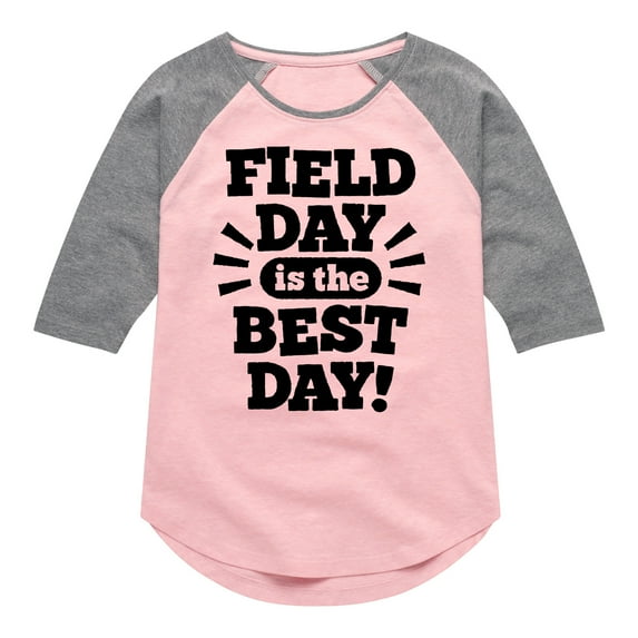 Instant Message - Field Day Is The Best Day - Toddler And Youth Girls Raglan Graphic T-Shirt